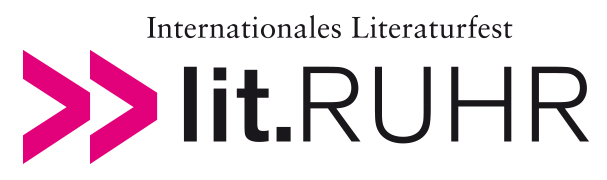 Logo lit.RUHR bestehend aus zwie magentafarbenen Kleiner-Als-Zeichen und dem Schriftzug lit.RUHR, darüber in kleinerer Schrift "Internationales Literaturfestival"